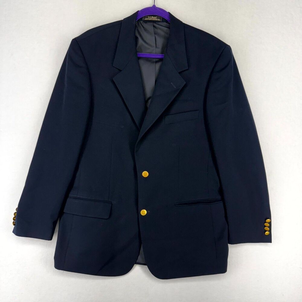 L. L. Bean Dark Blue Blazer with Gold Buttons Mens Size 42 R